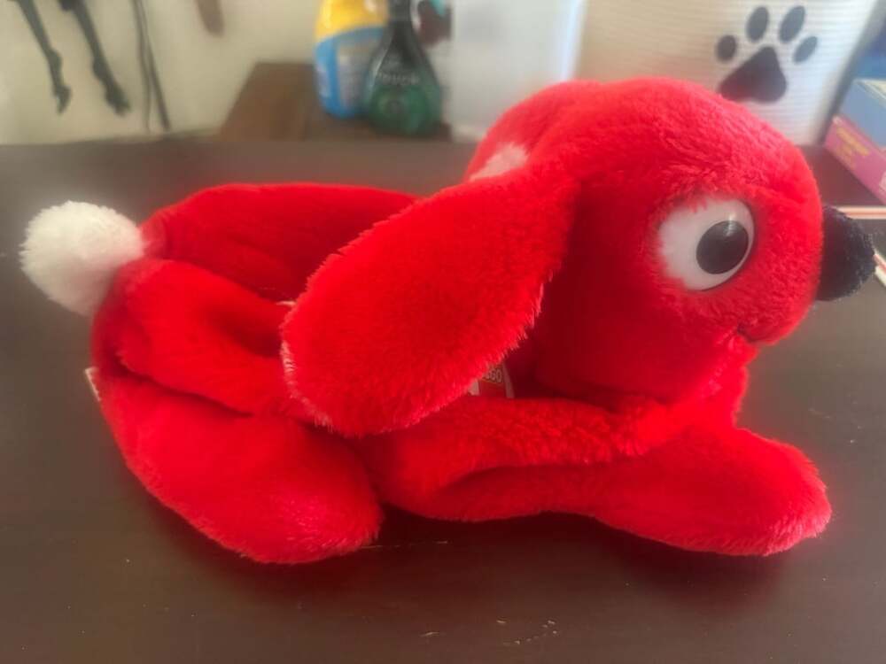Vintage 1984 Lego Duplo Red Plush Bunny Rabbit Zipper Storage Bag with Keychain